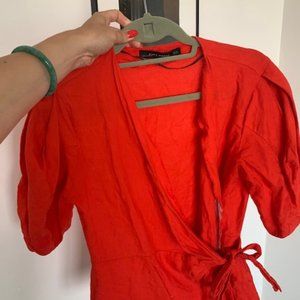Zara Linen Wrap Top - Size M